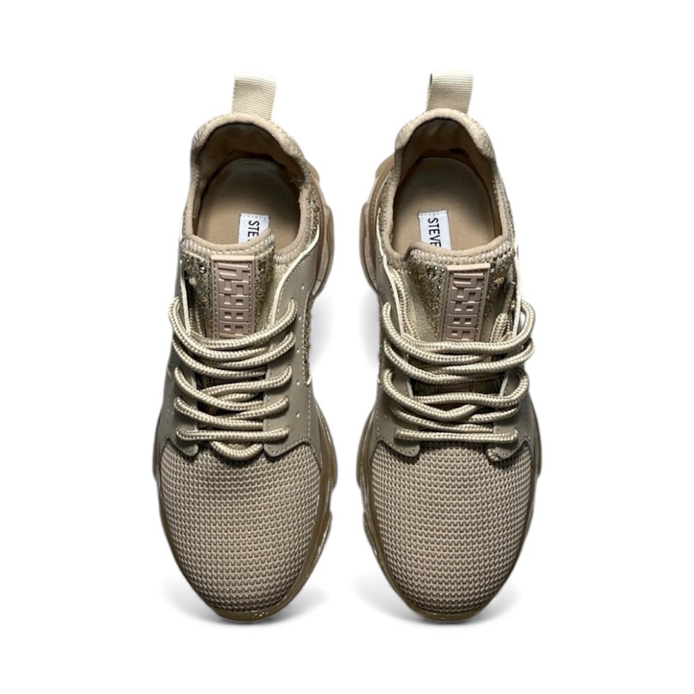 Steve Madden Ganzo Maxima Rhinestone Embellished Tan Sneakers Women’s 8
